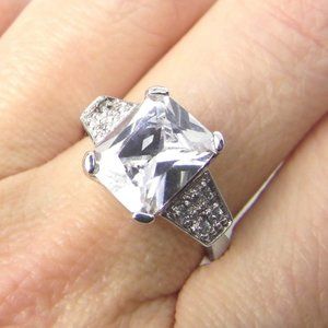 3.60ct Radiant cut Solitaire SILVER Ring